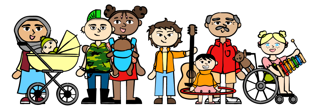 Familien verschiedener Kulturen und Generationen