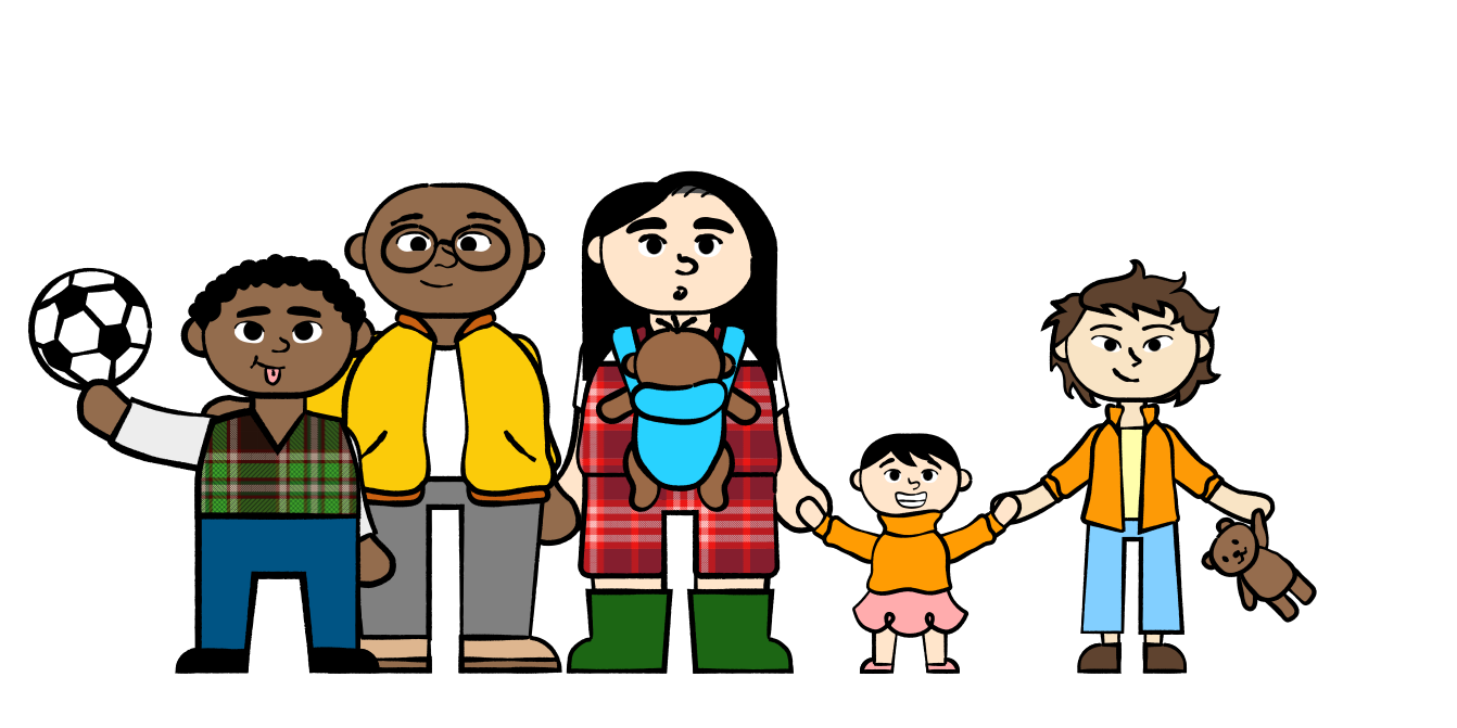 Familie mit 3 Kindern und ein Baby